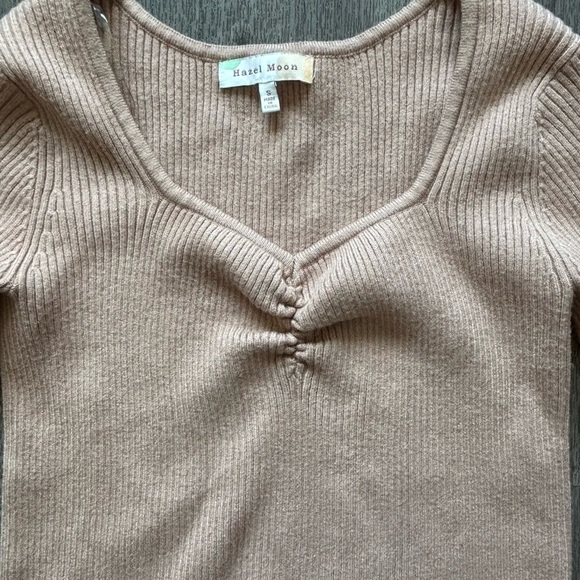 Hazel Moon Ribbed Knit Crop Top in Tan - Picture 3 of 6